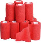 MuscleFix Vet Wrap Cohesive Self Adhesive Bandage for Humans & Pets (Dogs, Cats, Birds), Breathable, Elastic (10cm X 4.5 mtr, Red Pack of 12)