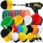 Holikme 30Pack Drill Brush Attachments Set,Scrub Pads & Sponge, Power Scrubber Brush with Extend Long Attachment All Purpose Clean for Grout, Tiles, Sinks, Car Polishing Pads