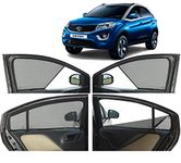 Autofact Half Magnetic Window Sunshades/Curtains for Tata Nexon [Set of 4pc - Front 2pc Half without Zipper ; Rear 2pc Full with Zipper] (Black)