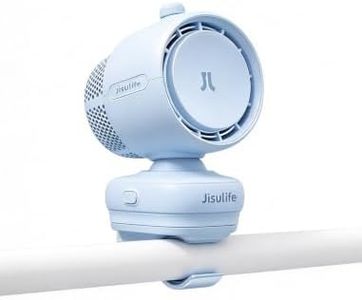 JISULIFE Clip On Stroller Fan 2026-Baby Cool Helper: Smart 120° Auto Oscillation with 100 Speeds, 21H Super-Long Battery, Portable Baby Fan for Crib, Stroller & Bedroom, Gift for Moms-Blue