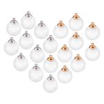 PH PandaHall 30pcs Mini Glass Bottle Pendants 14mm Clear Empty Glass Globes Clear Glass Globe Bottles Wish Ball Bottles with Golden Silver Cap Bails for Earring Necklace Pendant Jewelry Making