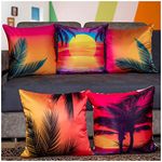 NINFA Microfiber Satin 250TC Cushion Pillow Covers, Multicolor, Set of 5 (20X20 Inches, Sun Set)