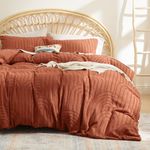 Bedsure Boho Duvet Cover - Boho Bedding Duvet Cover Set for All Seasons, Shabby Chic Jacquard Duvet Cover (Orange,Abstract,Twin Size,68"x90")