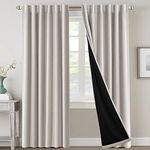 H.VERSAILTEX 100% Blackout Curtains for Bedroom with Black Liner Full Room Darkening Curtains 84 Inch Long Thermal Insulated Back Tab/Rod Pocket Window Drapes for Living Room, 2 Panels, Pumice Stone