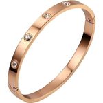 Shining Diva Fashion Latest Stylish Stainless Steel Bangle Gift Bracelet for Women and Girls (15745b)(Rose Gold)