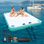 Inflatable Floating Docks for Lake,(12 Ft X 6.5 Ft) Inflatable Floating Dock with Rechargeable Air Pump, Floating Platform for Pool Beach Ocean with Non-Slip Pad Water Inflatable Floating Mat