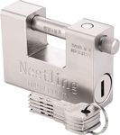 94mm Padlock with Key, High Security 5 Keys Heavy Duty 1.1 KG D-Shaped Solid Brass Outdoor Keyed Padlock - Protect Garage Door, Containers, Shed, Shutter, Gate and Warehouse