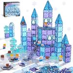 GobiDex 102PCS 2-in-1 Magnetic Tiles Blocks Frozen Toys, Princess Frozen Castle Magnet Building Blocks for Toddlers Kids, Build with MagWonder STEM Toys, 3+ Years Old Girls Christmas Birthday Gifts