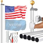 VEVOR 25FT Detachable Flagpole Kit, Heavy Duty Aluminum Alloy Flag Pole Kit in Ground for Outdoor, 3 Display Modes Flagpole with Professional Accessories, Silver