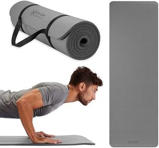 Gaiam Essentials Thick Yoga Mat Fitness & Exercise Mat with Easy-Cinch Carrier Strap, Grey, 72" L X 24" W X 2/5 Inch Thick, 10mm