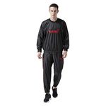 USI UNIVERSAL 415S Men's Black Polyester Sauna Suit for Fitness Weight Loss Exercise Gym Training, Size XXXL,Heavy Polyester, Hook & Loop Fastening