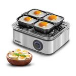 AGARO Grand Egg Boiler and Poacher,2-in1 Boils 8 Eggs, Poach 4 Eggs, Steamed Vegetables, 3 Boiling Modes, Stainless Steel Body, Transparent Lid, 500 Watts, Silver |14 Ounces