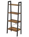 VASAGLE Ladder Shelf, Bookshelf, 4-Tier Industrial Storage Rack for Living Room, Bedroom, Kitchen, Rustic Brown and Black LLS44X