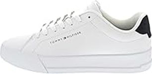 Tommy Hilfiger Men's Court Leather Trainers, White, 9 UK