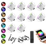 GEYUEYA Home RGB Decking Lights Kit, Ø45MM 12V 0.5W Bluetooth LED Lighting for Steps Stair Patio Floor Pool Deck Kitchen Outdoor LED Landscape Lighting - 10 Packs