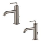 KRAUS Ramus Single Handle Bathroom Sink Faucet with Lift Rod Drain in Spot Free Stainless Steel, KBF-1221SFS