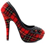 SHOW STORY Classic Red Checkered Buttons High Heel Platform Stiletto Pumps,LF30441RD39,6UK,Red