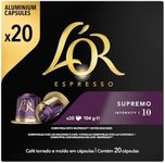 L'OR Espresso Coffee Supremo - 200 Aluminium capsules Compatible with Nespresso Machines (10 x 20 Pods Pack)