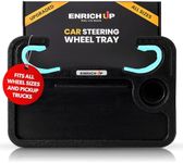 ENRICH UP 2-in-1 Car Steering Wheel Tray - Steering Wheel Desk for Laptop, Multipurpose Car Table for Eating & Work, Adjustable Car Food Tray with Silicone Rings, Travel Tray, Car & Pickup Accessories