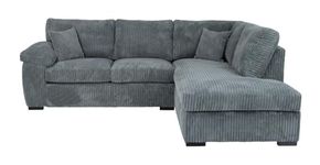 Sofa Selection Jumbo Cord Elegant L Shape 4-Seater Right-Facing Corner Sofa Set, Your Comfort Haven in the Living Room, Our Stunning Jumbo Cord Sofa Collection (Right Hand Facing, Grey)