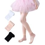 hakugoo Ballet Tights Footless for Girls 3-5 Toddler Kids Dance Tights Dance Leggings Black White Ballet Pink 3 Pairs (S)