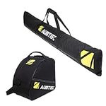 AUMTISC Ski Bag Padded 2 Piece Ski and Boot Bag Combo for 1 Pair of Ski and Boots Adjustable Length Ski Bag Up to 200cm