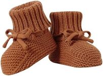 Hadetoto Baby Booties Newborn First Walkers Cozy Shoes Warm Knit Soft Booties for Toddler Infant Boy Girl (Caramel, Infant, 0 Months, Age Range, US Footwear Size System, 3 Months, Medium)