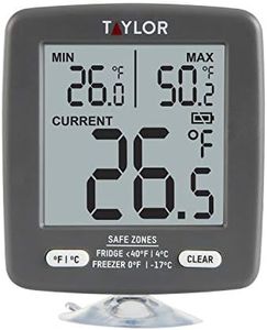 Taylor LCD Display Digital Kitchen Refrigerator/Freezer Kitchen Thermometer Min/Max on Display, 2 inch display, Gray, 1 Count (Pack of 1)