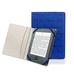 Book Style Pu Leather Case Cover for 6" ebook Reader Case Cover for Sony/kobo/Pocketbook/Nook/tolino 6inch ebook Reader (Author-Blue)