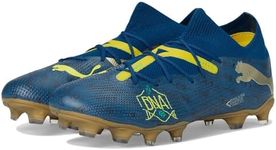 PUMA Men's Future 7 Match Bna Fg/Ag Sneaker, Sailing Blue-Marine Blue-Pelé Yellow-Grassy Green-Gold, 8