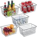 Pantry Organization and Storage 5 Pack , Wire Storage Baskets for Kitchen, Laundry, Garage, Fridge, Bathroom Countertop Organizer