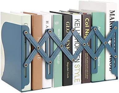 Adjustable Bookends, Book Holders for Shelves, Metal Book Ends for Heavy Books, Extends Up to 17 Inches Used in Office, Desk and School (Blue)