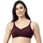 Enamor AB75 M-Frame JIggle Control Full Support Supima Cotton Bra - Non-Padded, Wirefree & Full Coverage PURPLE