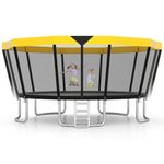 GYMAX Trampoline Outdoor, ASTM Approved Recreational Trampoline with Safety Enclosure Net & Non-Slip Ladder for Kids & Adults, Anti-Rust Large Rebounder Trampolines for Outside, Backyard (15 FT)