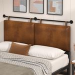 BSHOMGI Queen Headboard, Hanging Headboards with Brown Faux Leather Industrial Pipe Modern Style Multifunction Queen Headboard Only for Bed Backboard (Brown, Queen)