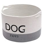 Geyecete Dog Storage Basket Round Cotton Rope Basket Dog Toy Storage Basket - Laundry Basket Storage Bin Pet Toy Storage Boxes Living Room Organizer-White