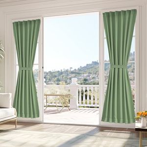 Vatge French Door Curtain for Privacy, Side Door Window Panel for Front Door for Entry Way/Dining Room Door Window, 1 Panel, W25 x L80, Sage Green