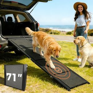KISFLY Dog Ramp for Car, 71" Extra-Long & 20" Wide Folding Pet Ramp for SUV & Truck, Heavy-Duty 250 lbs Support, Non-Slip Traction Surface, Portable Pet Ramp for Medium & Large Dogs