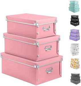 XUCHUN File Storage Boxes, Foldable Storage Bins with Lid 3 in 1 Set, Press-Stud Fastening, Moisture-Proof, Space Saving Storage, Photoes, Files, Closets