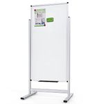 VIZ-PRO Double-Sided Magnetic Stand Whiteboard, 48 X 24 Inches, Aluminium Frame & Stand