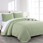 Chezmoi Collection Austin 3-Piece Bedspread Set, Microfiber, Sage, King