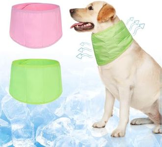 BEAUTYZOO Dog Cooling Bandana for Medium Large Dogs, 2 Pack Instant Cooling Bandanas Breathable Cooling Ice Towel Neck Wraps, Hawaiian Pattern Pet Scarf Keep Dog Cool in Hot Summer, Pink & Green M
