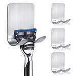 KOFANI Razor Holder for Shower, 4 Pack Stainless Steel Razor Holder Hooks, Waterproof Self-Adhesive Shaver Holder Hanger Hooks for Bathroom Kitchen to Organize Loofah Robe Towel Plug Coat