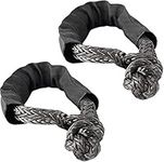 Toolly Synthetic Soft Rope Shackle, 2 Pack 1/2’’ x 22’’ Flexible and Durable 38000LBS Breaking Strength Recovery Connect Black Rope Lift Towing for Boating SUV ATV Marine Truck Recovery Trailer