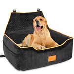 GL GLENSLAVE Dog Car Seat for Large/Medium Dog, Dog Booster Seat for Dogs Under 55Lbs or 2 Small Dogs, Detachable and Washable Travel Dog Seat with Thick Cushion and Storage Pockets (Black)