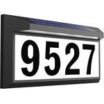 Solar Address Sign, Lighted Address Numbers Outdoor Waterproof, Illuminated LED Address Plaque, House Numbers for Outside (Black)