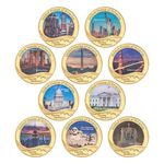 10Pcs America Tourist Landmark Coin with Coin Holder Collectables Coin Set Box