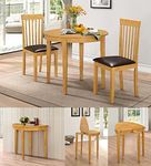 HGG Dining Table Set with 2 Chairs - Rubberwood Furniture - Kitchen Table and 2 Chairs - Extending Dining Table - Small Round Table