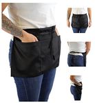 Lynwood Bistro Short waist Apron Professional Waiter Waitress Unisex Half Short Apron Bar Gardening Cooking Kitchen Chef Baking BBQ Catering Pub Cafe Restaurant Work with 2 Large Front Pockets