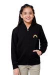 Alan Jones Clothing Solid Girls Hooded Sweatshirt (Black_7-8 Years)